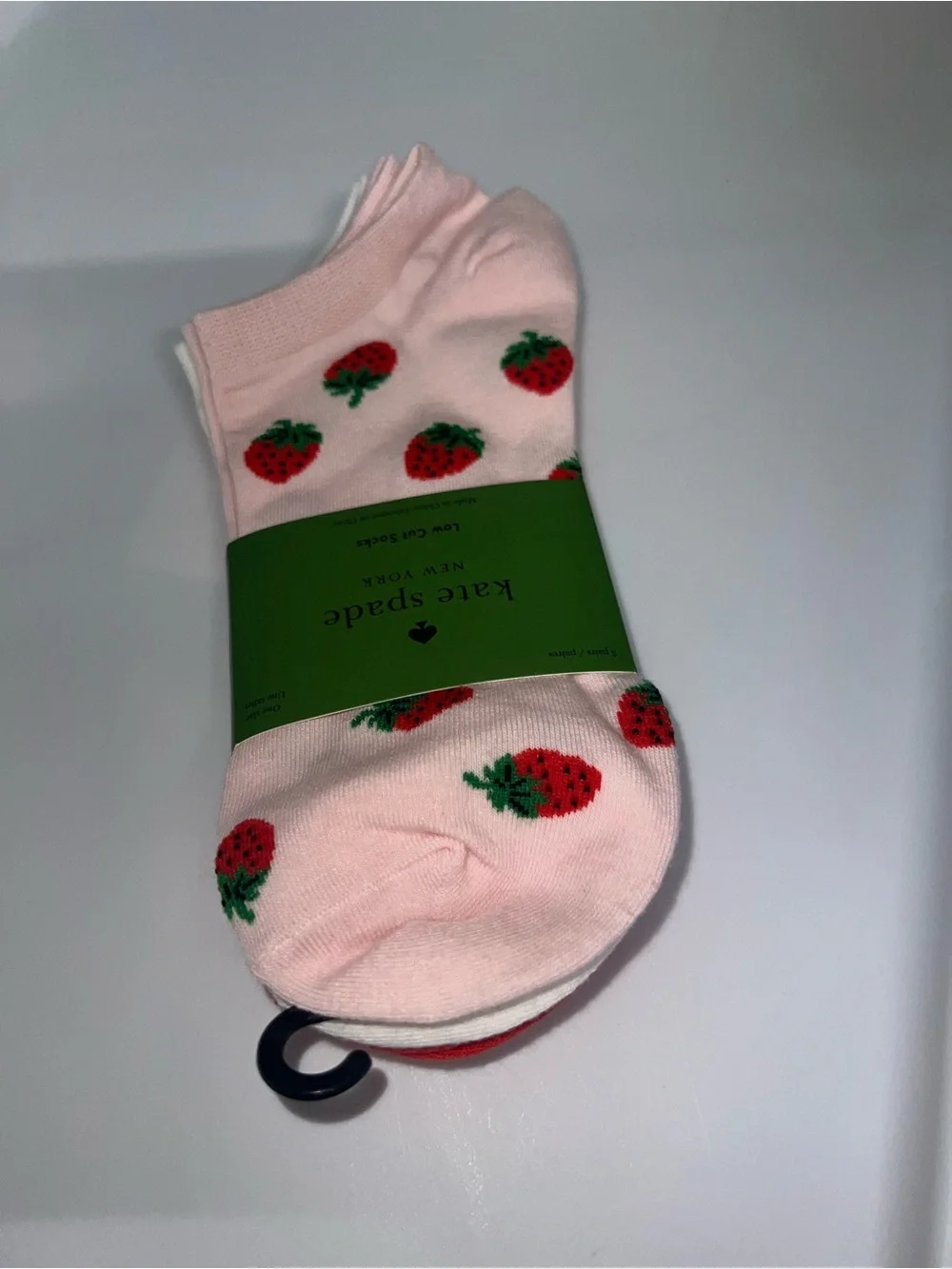 Kate Spade New York Pink Strawberry Low Cut Socks Pack of 3